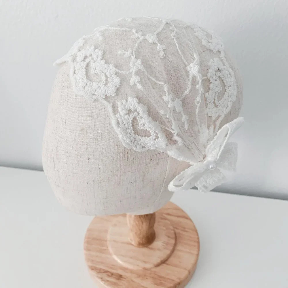 NWT Vintage Baby & Toddler Girls Headband Floral Lace Embroidery Boho Head Scarf - Picture 1 of 4